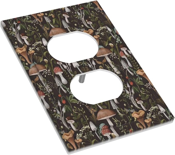 Rustic Vintage Boho Plant Mushroom Floral Leaf 1 Gang Duplex Outlet Cover - Image 3