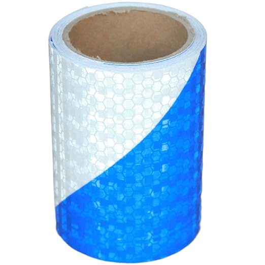 Reflective Tape Blue and White 4 inch X 10 feet, Outdoor Waterproof Hazard by tuyrchu