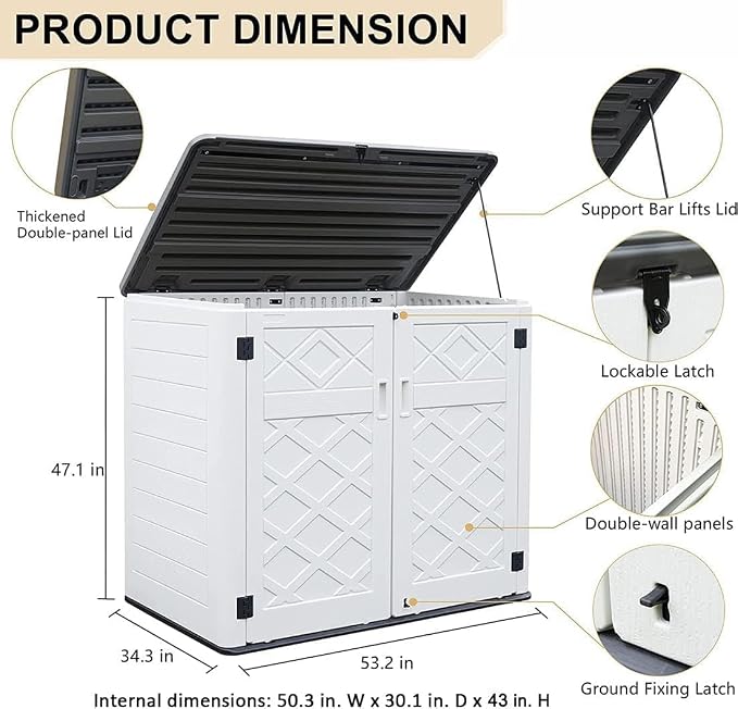 KINYING Larger Outdoor Storage Shed Weather Resistance, Horizontal Outdoor - Image 3