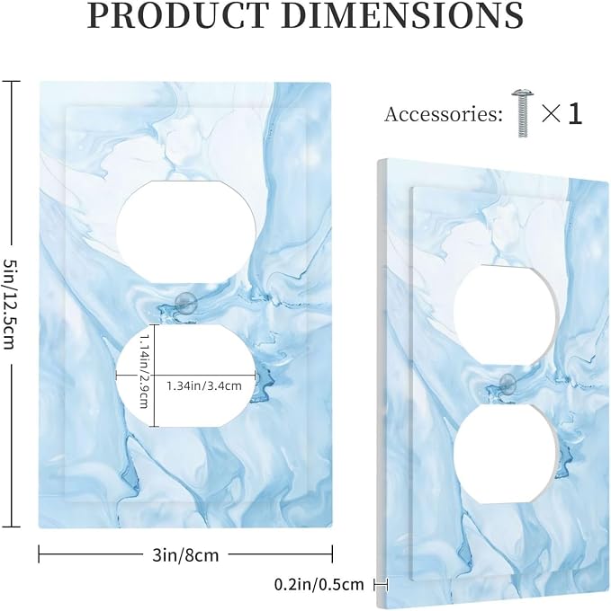 Navy Blue Sea Waves Spilled Ink Marble Simplicity Print Outlet Covers 1 Gang - Image 5