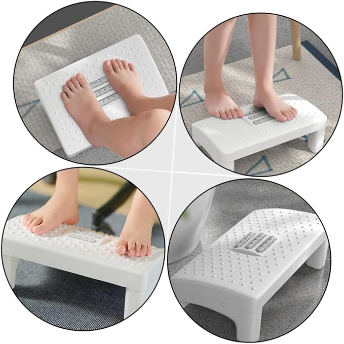 Household Footstool White with Massage Rollers Office Foot Rest Stool Ergonomic - Image 9