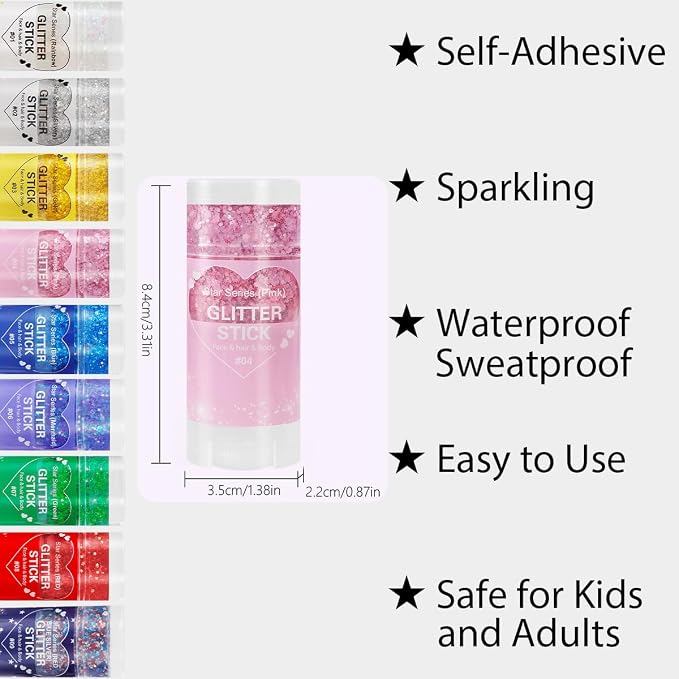 Mysense Pink Body Glitter Stick, Face Hair Glitter Makeup, Sparkling Mermaid - Image 2