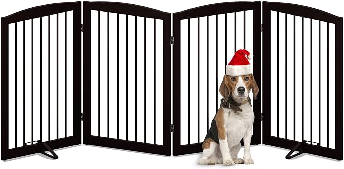 Freestanding Pet Gate for Dogs, Indoor Wooden Foldable Dog Gate for House - Image 8