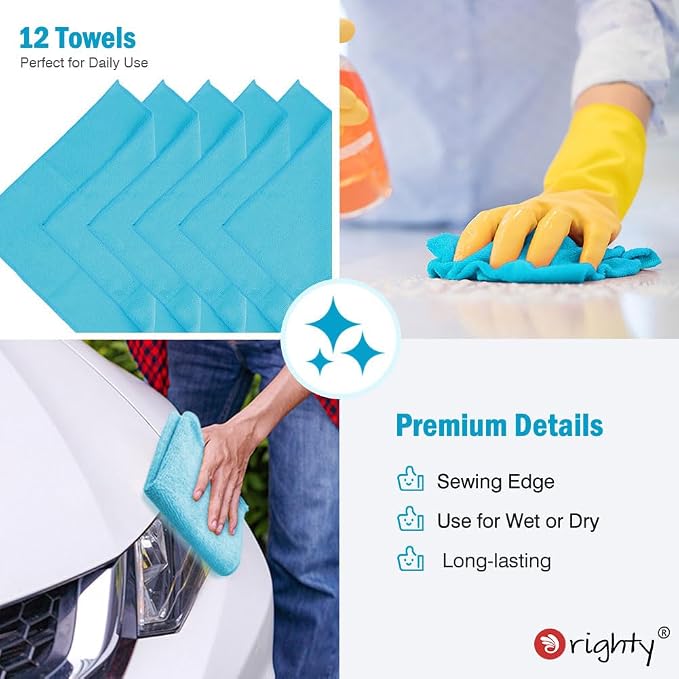 Orighty Microfiber Cleaning Cloth, 12 Pack Microfiber Towels - Field & Grace