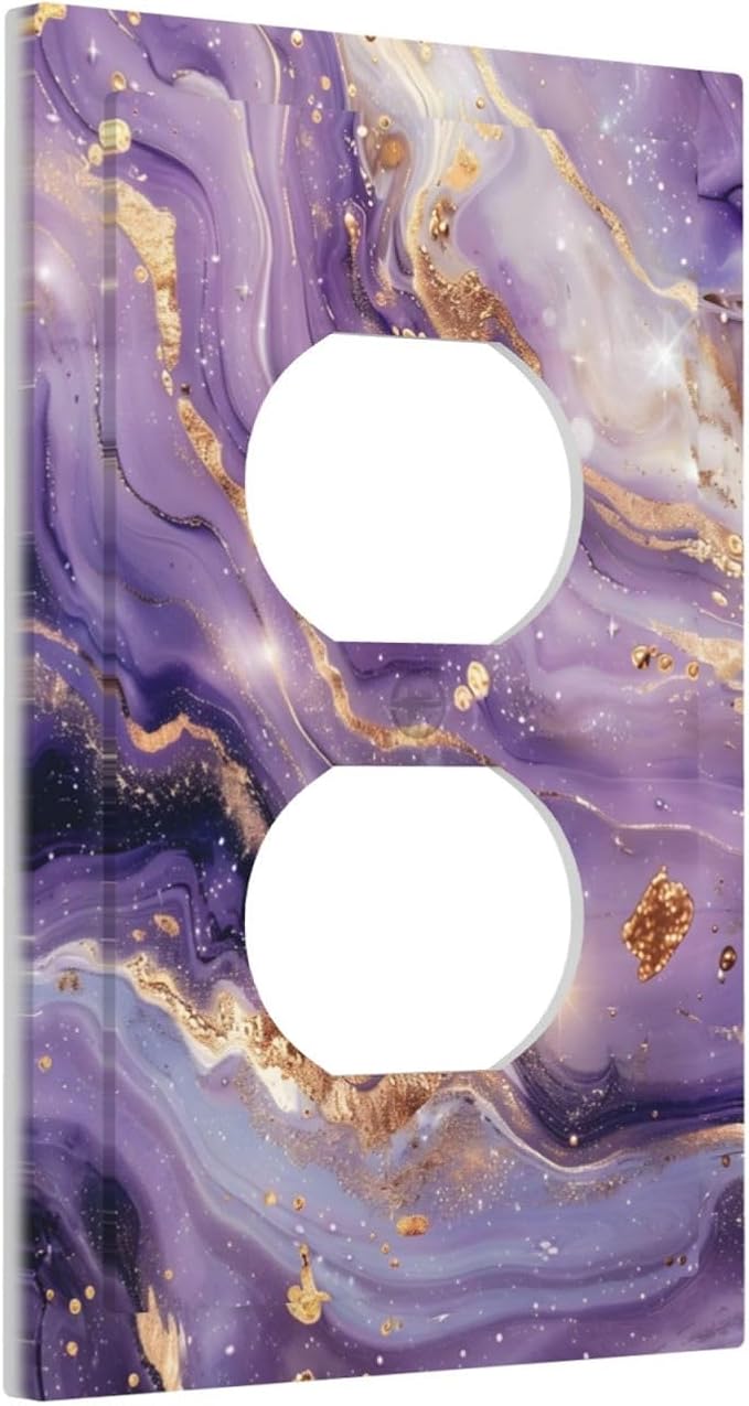 Luxury Marble Texture Purple And Gold Abstract Print Outlet Covers 1 Gang - Image 2