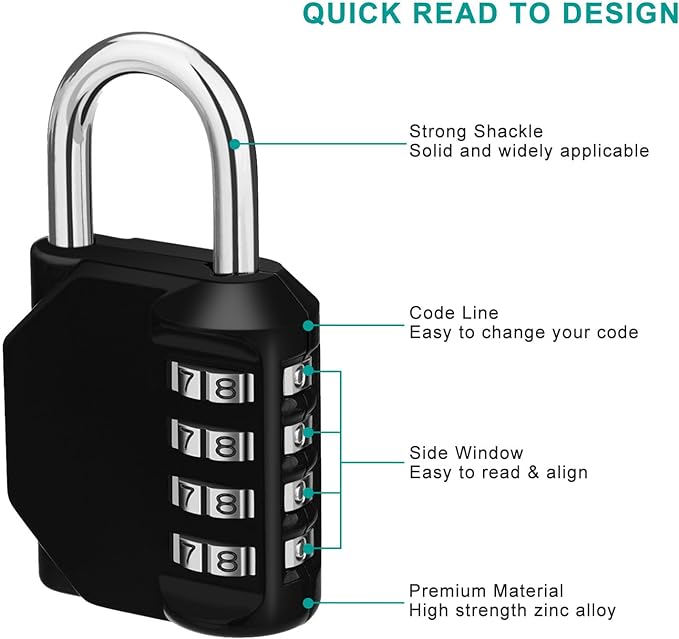 ZHEGE Combination Lock 2 Pack, 4 Digit Outdoor Combination Padlock - Image 3