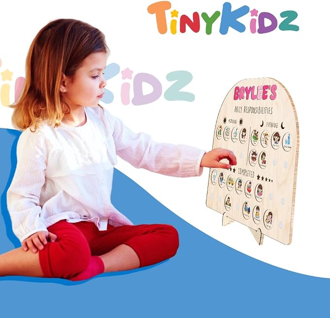 Wooden Chore Chart for Kids Visual Schedule, Routine Chart for Kids, Morning - Image 3