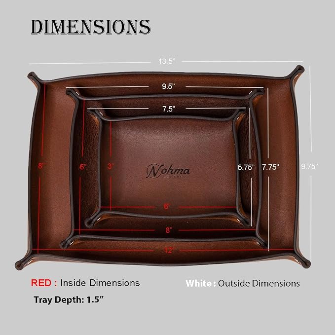 Valet Tray – Full-Grain Leather Catchall Organizer - Image 4