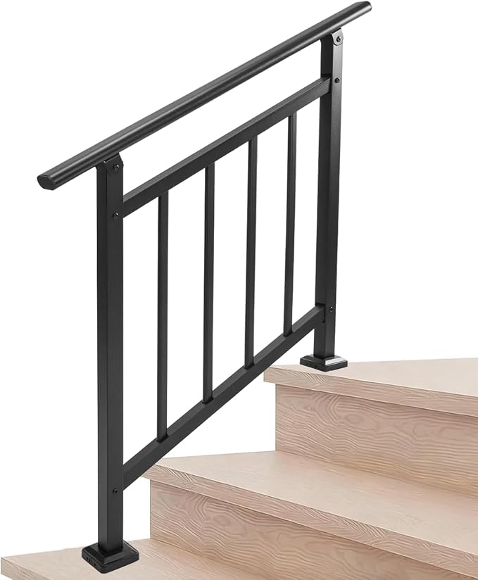 Metty Metal Handrails for Outdoor Steps Suitable for 1 to 3 Steps- Wrought Iron by MettyMetal