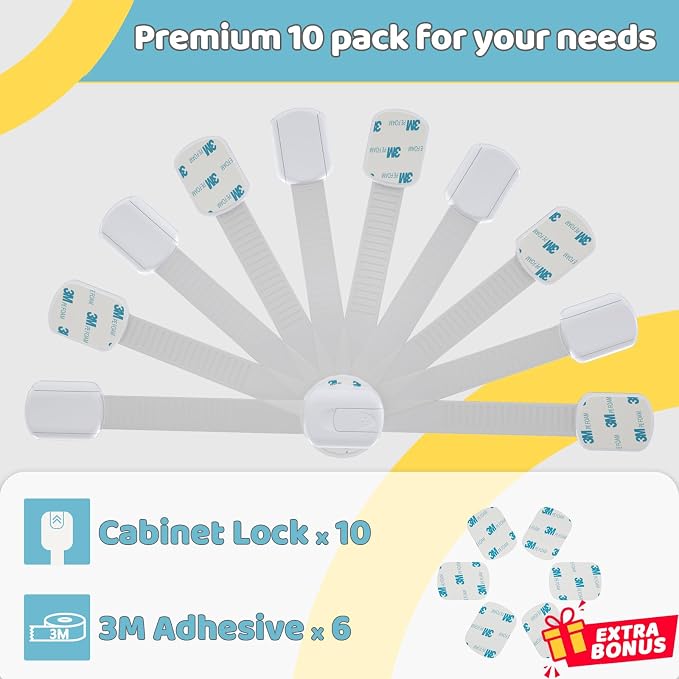4our Kiddies 10 Pack Baby Proof Cabinet Latches, Childproof Drawer Latches - Image 5