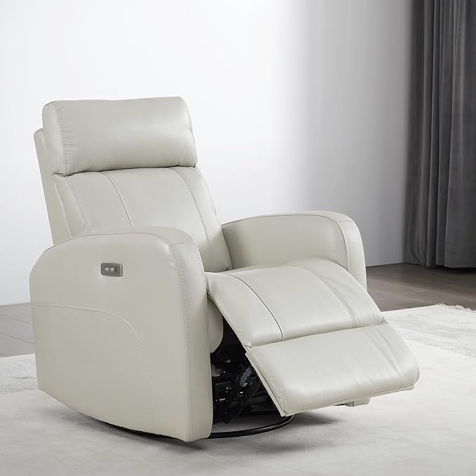 CHITA Genuine Leather Power Swivel Glider Recliner Chair - Image 4
