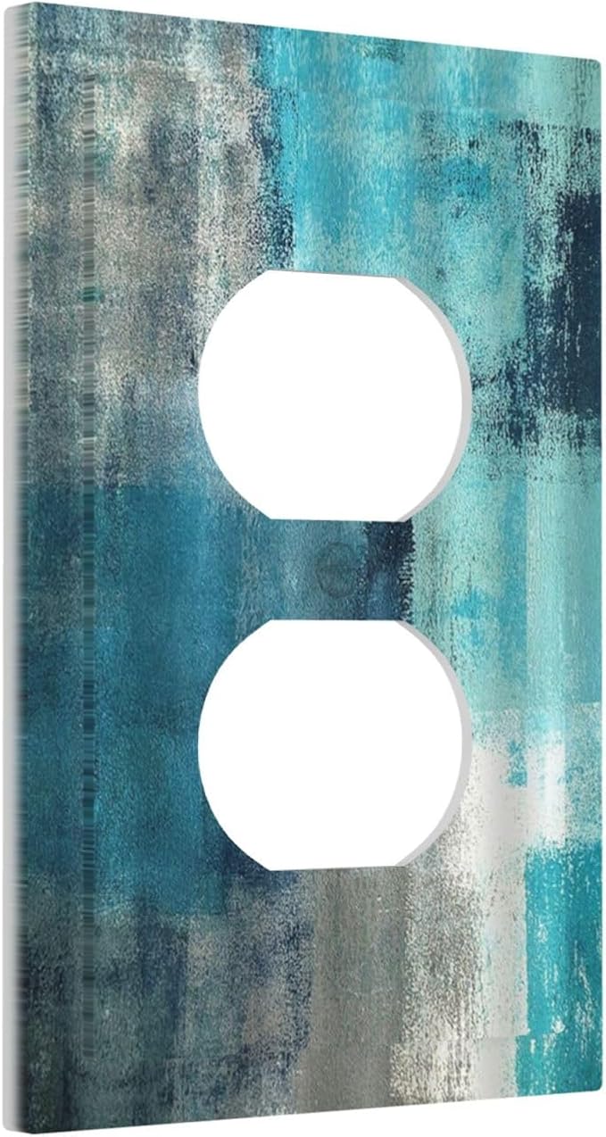 Outlet Covers Teal Blue Modern Geometric Abstract Turquoise Green 1 Gang Duplex - Image 2