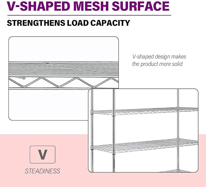 FDW 48"L×18"W×82"H Wire Shelving Unit Storage Cart Metal Shelf Rolling Utility - Image 4