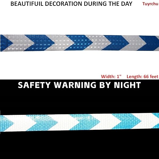 Blue and White Reflective Tape Outdoor Waterproof 1 inch X 66 feet, High - Image 3