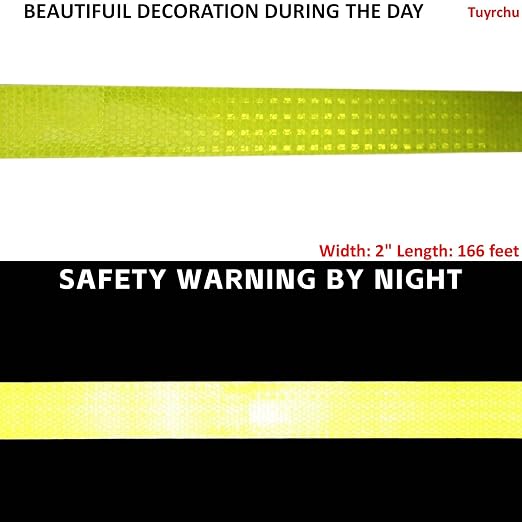 Fluorescent Yellow Reflective Tape 2 inch Wide, Outdoor Waterproof Hazard - Image 3