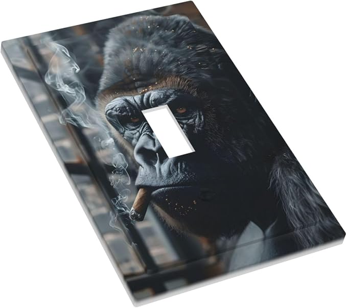 Funny Animal Smoking Black Orangutan Decorative Light Switch Cover 1 Gang - Image 3