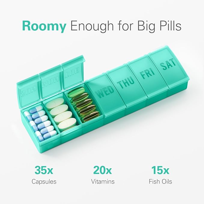 Barhon Pill Organizer Large, Weekly Pills Organizer Pill Box, Medicine Pill - Image 2