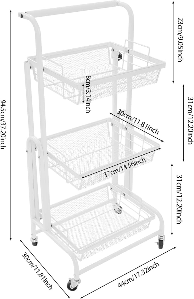 3 Tier Rolling Utility Cart - Image 2