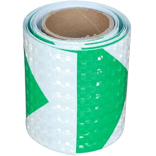 Reflective Tape Green and White 4 inch X 10 feet, Outdoor Waterproof Hazard by tuyrchu