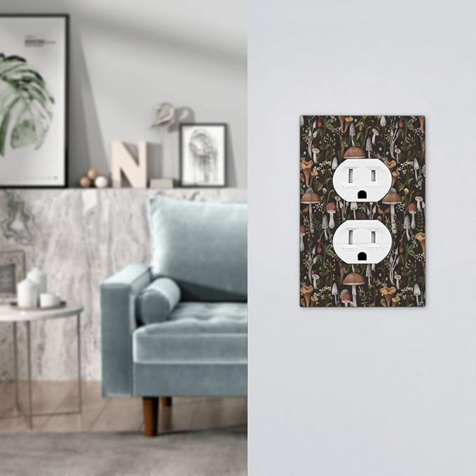 Rustic Vintage Boho Plant Mushroom Floral Leaf 1 Gang Duplex Outlet Cover - Image 7
