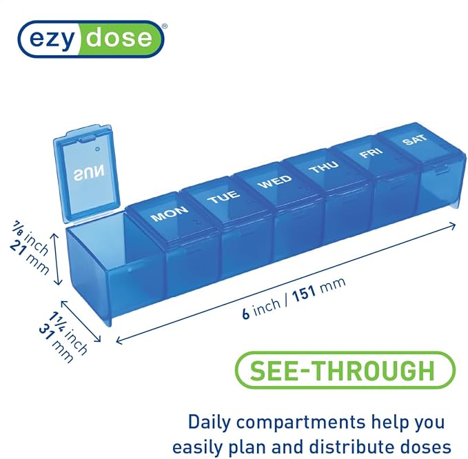 EZY DOSE Weekly Daily Pill Case, Medicine Planner, Vitamin Organizer, - Image 4