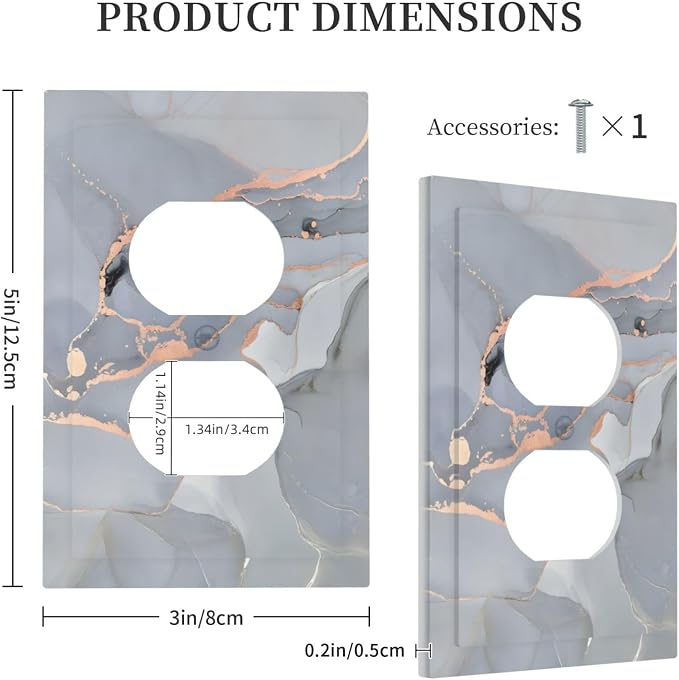 Gray And Gold Marble Abstract Luxury Print Outlet Covers 1 Gang Duplex Light - Image 5