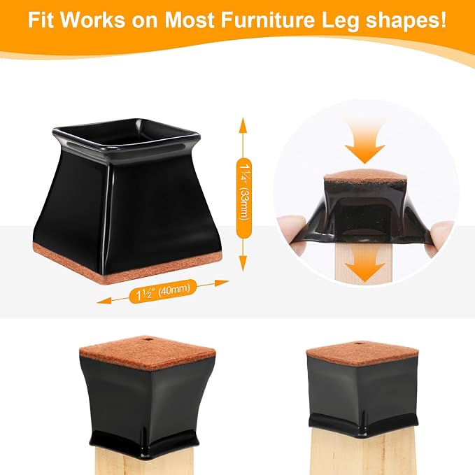 CHUNZEXI 16 Pack Square Chair Leg Floor Protectors - Image 3