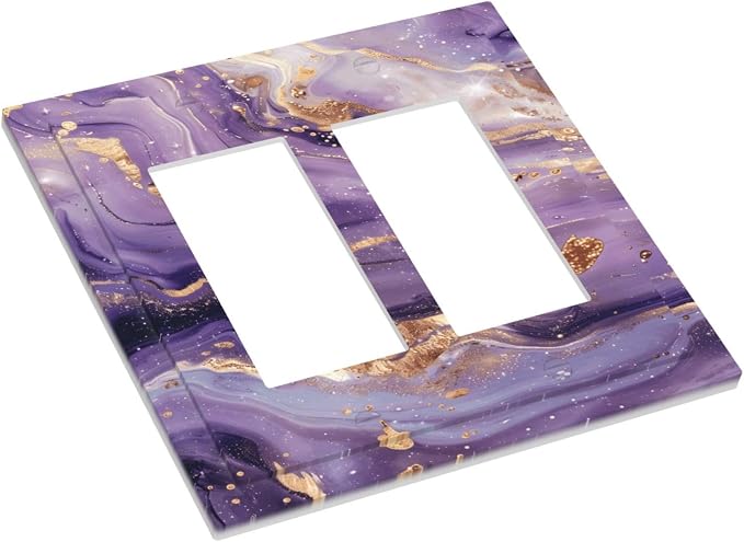 Luxury Marble Texture Purple And Gold Abstract Print Decorative Outlet Covers 2 - Image 3