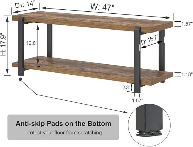 EXCEFUR Entryway Bench, Industrial Shoe Storage Bench - Image 2