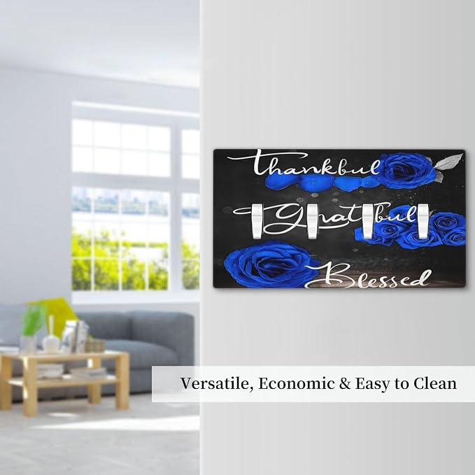 Light Switch Cover Blue Rose Thankful Grateful Blessed 4 Gang Switch Plate Quad - Image 7