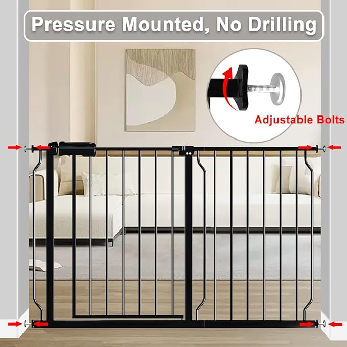 Narrow Baby Gate for Doorways Stairs, 24-29" Wide Pressure Mounted Walk Through - Image 5