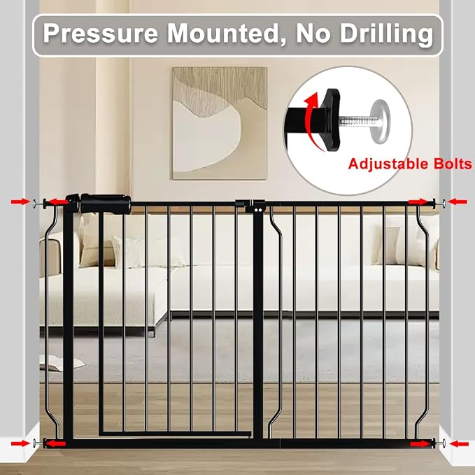 Fairy Baby Walk Through Black Baby Gate 29-34 Inch Wide, Pressure Mounted - Image 4