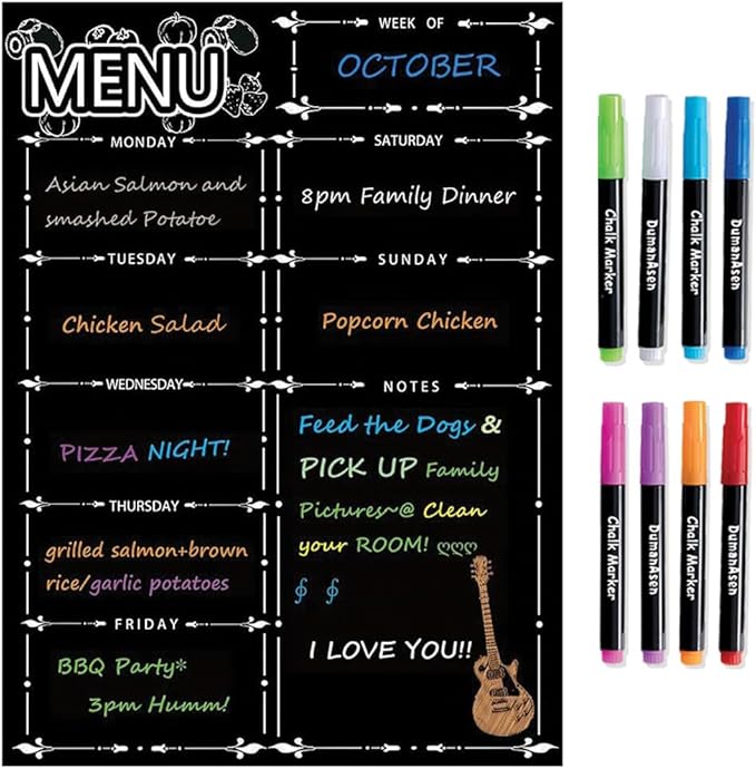 Magnetic Menu Board for Fridge, LiebHome Dry Erase Weekly Menu Planner/Family by LiebHome