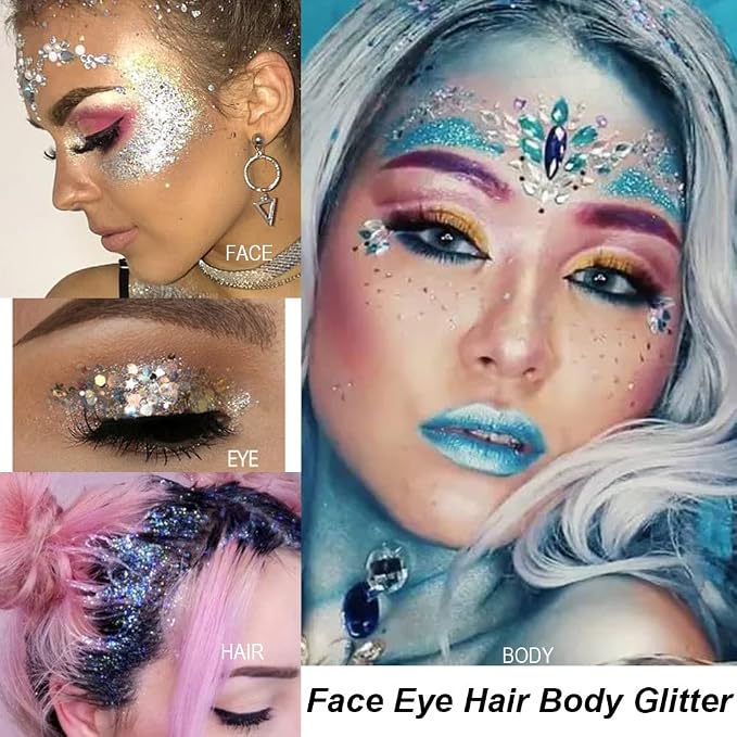 Mysense Blue Body Glitter Gel, Singer Concerts Glitter Makeup, Music Festival - Image 5