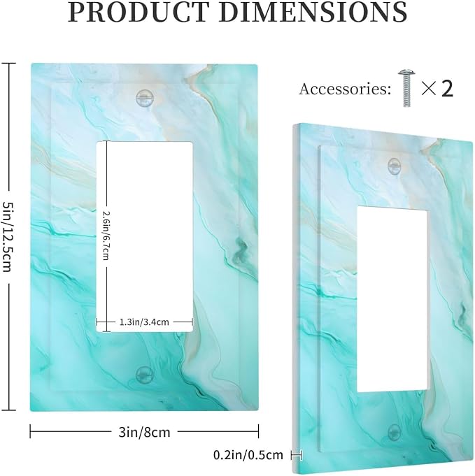 Teal Gold Marbling Turquoise Print Decorative Outlet Covers 1 Gang Single - Image 5