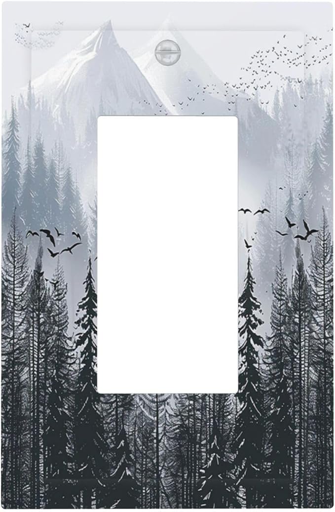 Misty Forest Nature Tree Mountain Birds Decorative Outlet Covers 1 Gang Single by Unknown