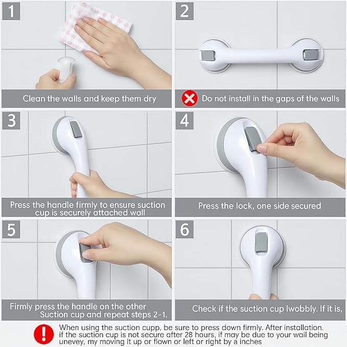 2 Pack Grab Bars for Bathtubs and Showers, Shower Handles for Elderly Seniors - Image 5