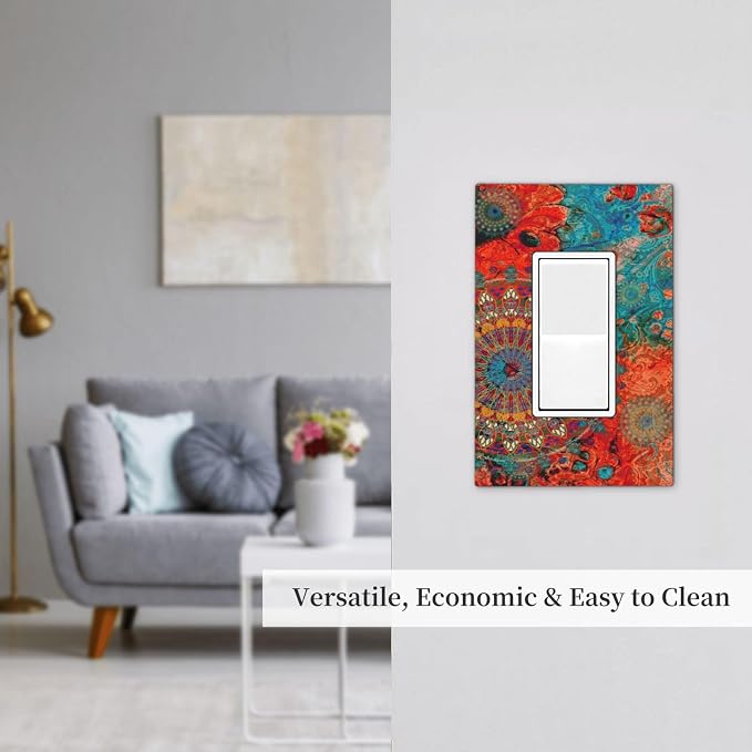 Outlet Covers Abstract Mandala Flowers 1 Gang Wall Plate Single Rocker Light - Image 7