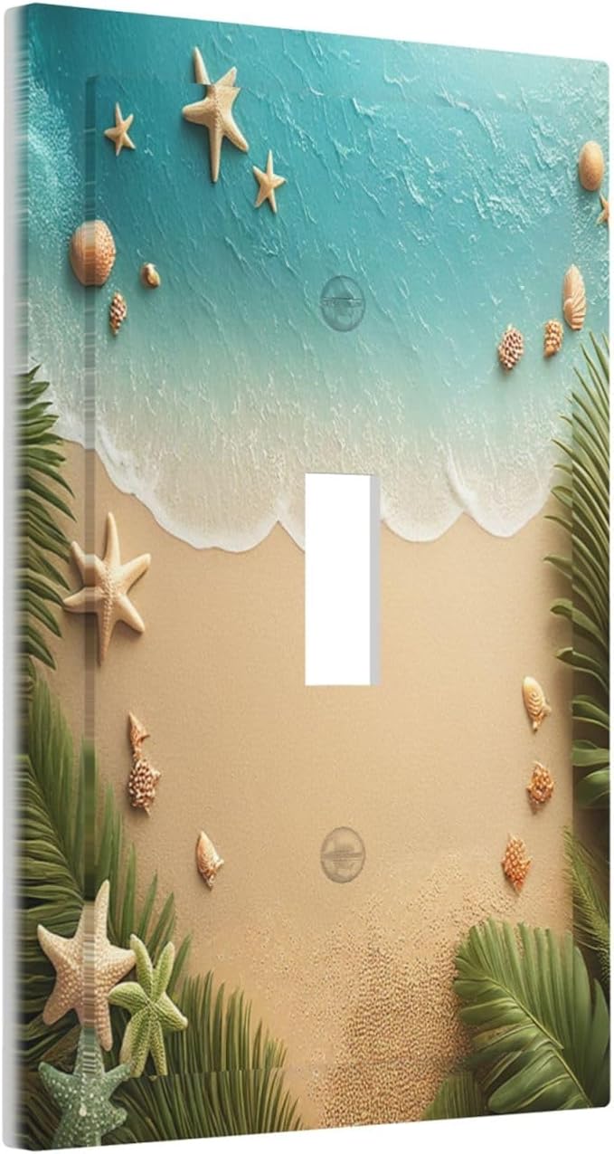 Decorative Light Switch Cover Summer Beach Themed Starfish Seashells 1 Gang - Image 2