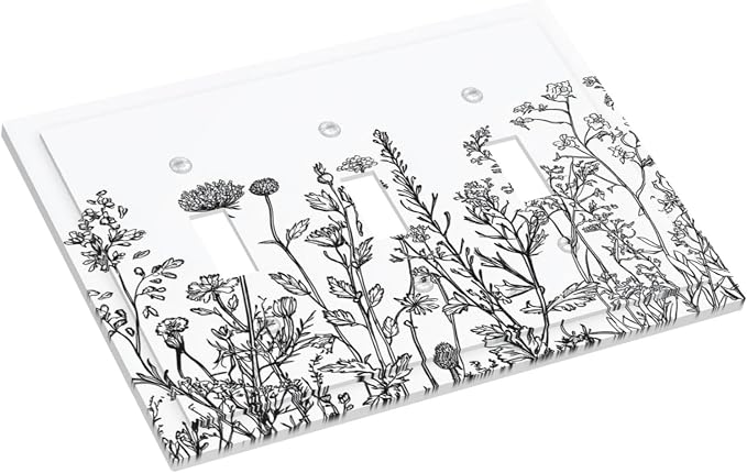 Decorative Switch Plates Floral Wildflower Rustic Plant Leaves 3 Gang Wall - Image 3