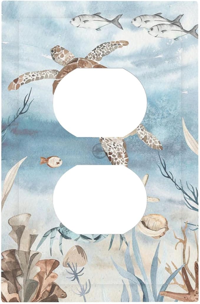 Outlet Covers Sea Turtle Coral Reef Nauticaltheme 1 Gang Duplex Wall Plate by LightSwitchCover