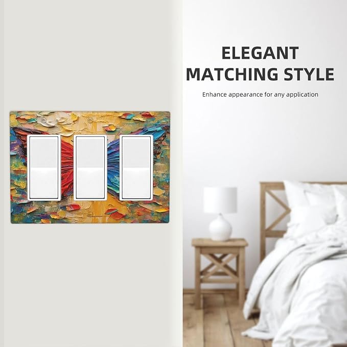 Light Switch Covers Colorful Butterfly Animal Insects Wall Art Abstract 3 Gang - Image 7
