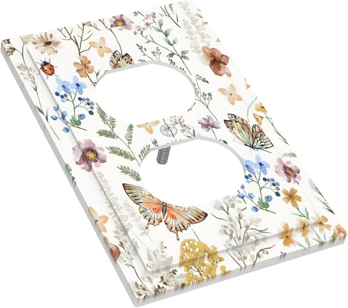 Boho Multicolor Flower Butterfly Insect Floral Outlet Covers 1 Gang Duplex - Image 3