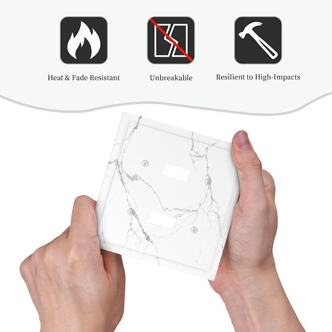 Luxurious White Marble Abstract Print Decorative Switch Plates 2 Gang Double - Image 6