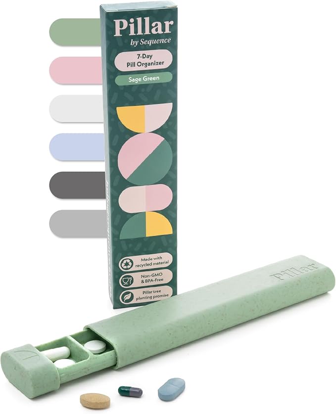 Pillar - 7-Day Pill Organizer | Weekly Medicine Pill Container Travel Box - by SequenceHealth