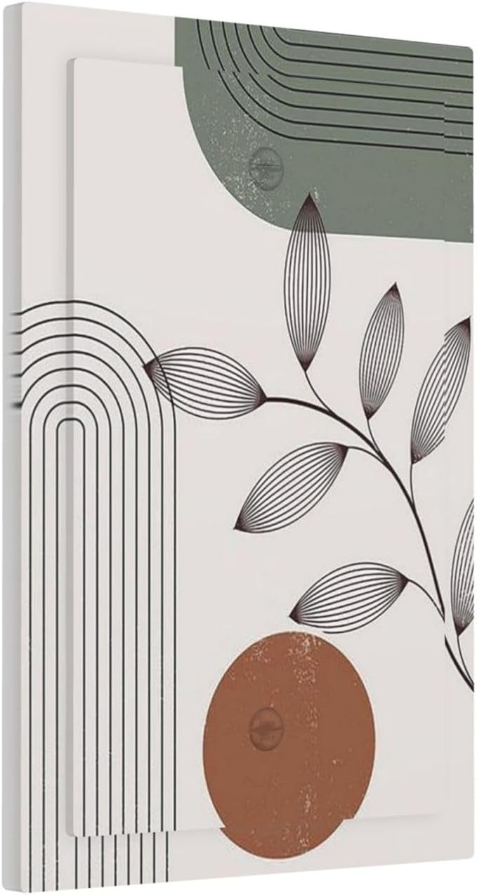 Light Switch Cover Plate Sage Green Boho Nature Art Minimalist Geometric Plant - Image 2
