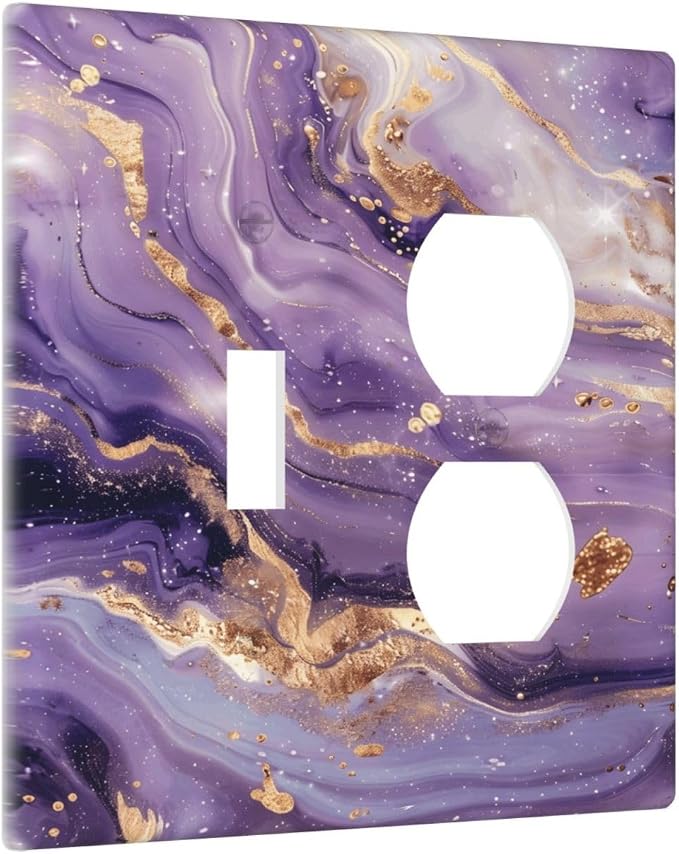 Luxury Marble Texture Purple And Gold Abstract Print Wallplates 1 Toggle 1 - Image 2