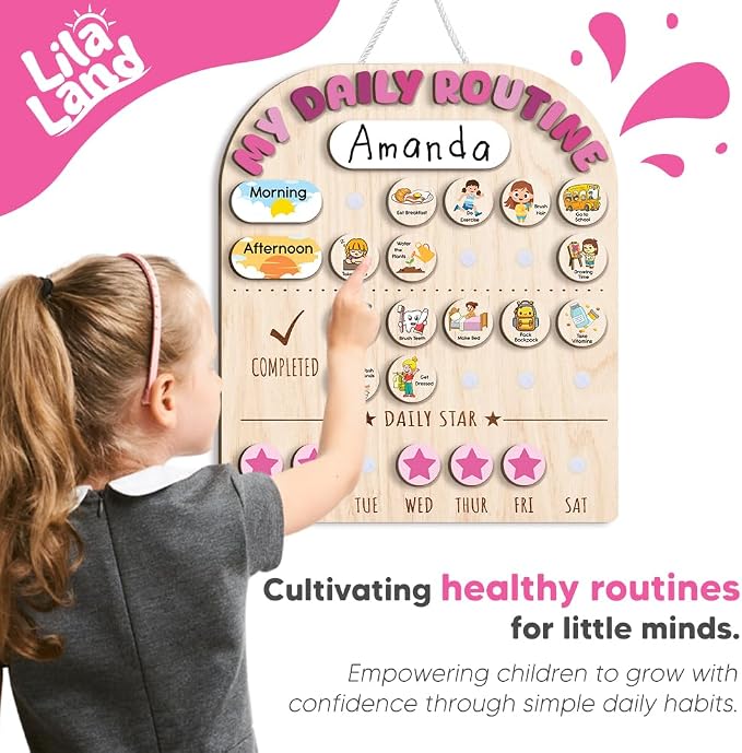 Wooden Daily Routine for Kids, Chore Chart for Toddler, Daily Responsibilities - Image 5