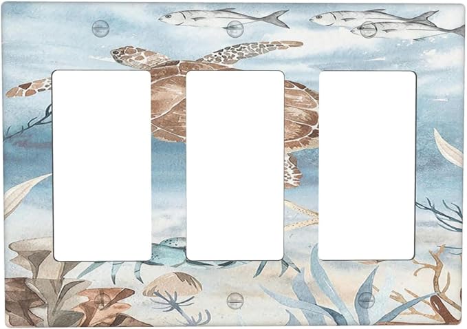 Light Switch Covers Sea Turtle Coral Reef Nauticaltheme 3 Gang Rocker by LightSwitchCover