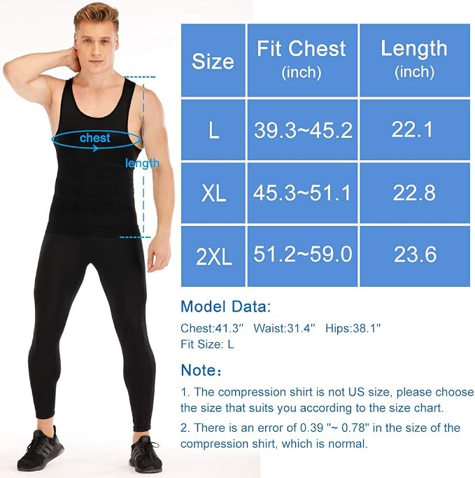 Mens Compression Shirt to Hide Gynecomastia Moobs Slimming Body Shaper Vest - Image 6